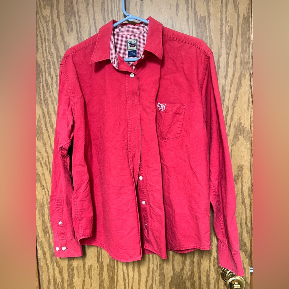 Red button up cruel girl shirt